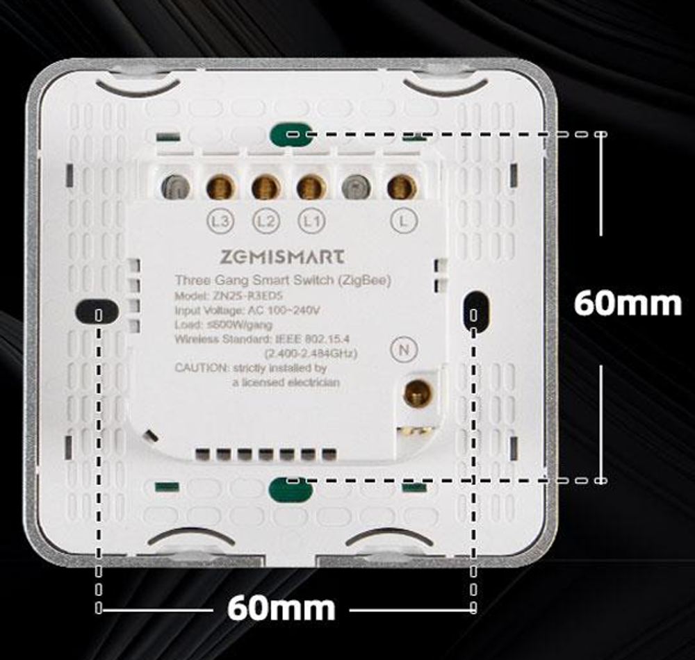 выключатель 3 клавишный сенсорный EU LED / GS-206EU-3