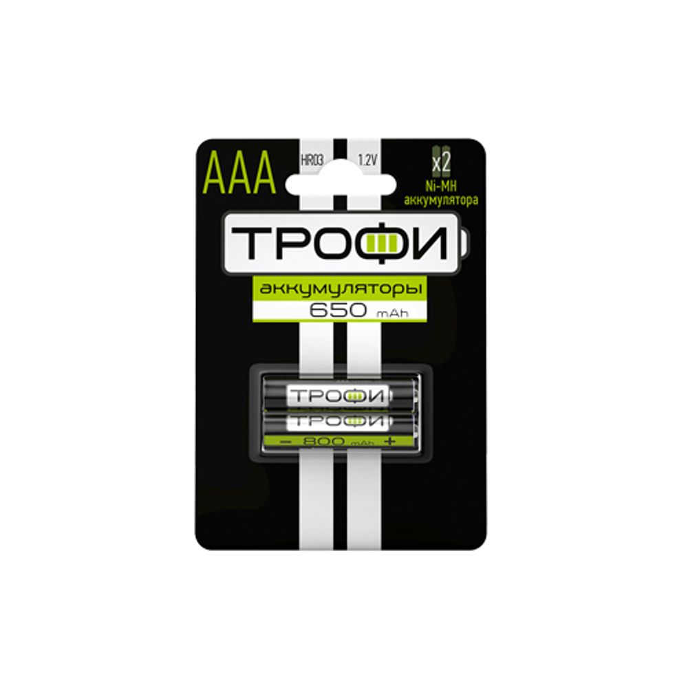 Аккумуляторы NiMH (никель-металлгидридные) Трофи HR03-2BL 650 mAh GREEN POWER | Аккумуляторы