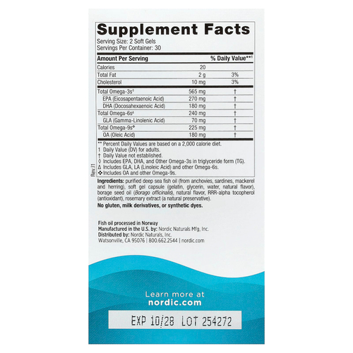 Nordic Naturals, Complete Omega, лимон, 60 мягких таблеток