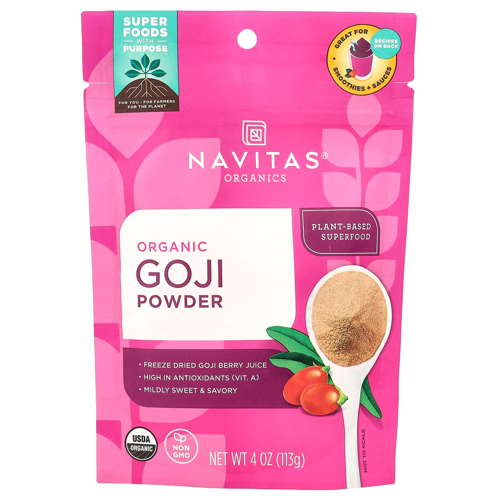 Navitas Organics, органический порошок из ягод годжи, 113 г (4 унции)