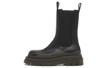 Bottega Veneta Tire Chelsea BV Top Grain Cow Leather Crew Chelsea Boots Women"s Black Brown