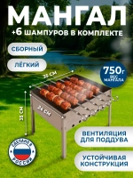 Мангал для шашлыка разборный складной с шампурами для дачи