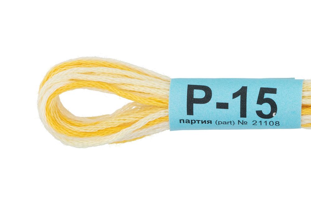 Мулине Gamma меланж, цв.Р-15 яр.желтый-бл.желтый, 12 мотков по 8 метров