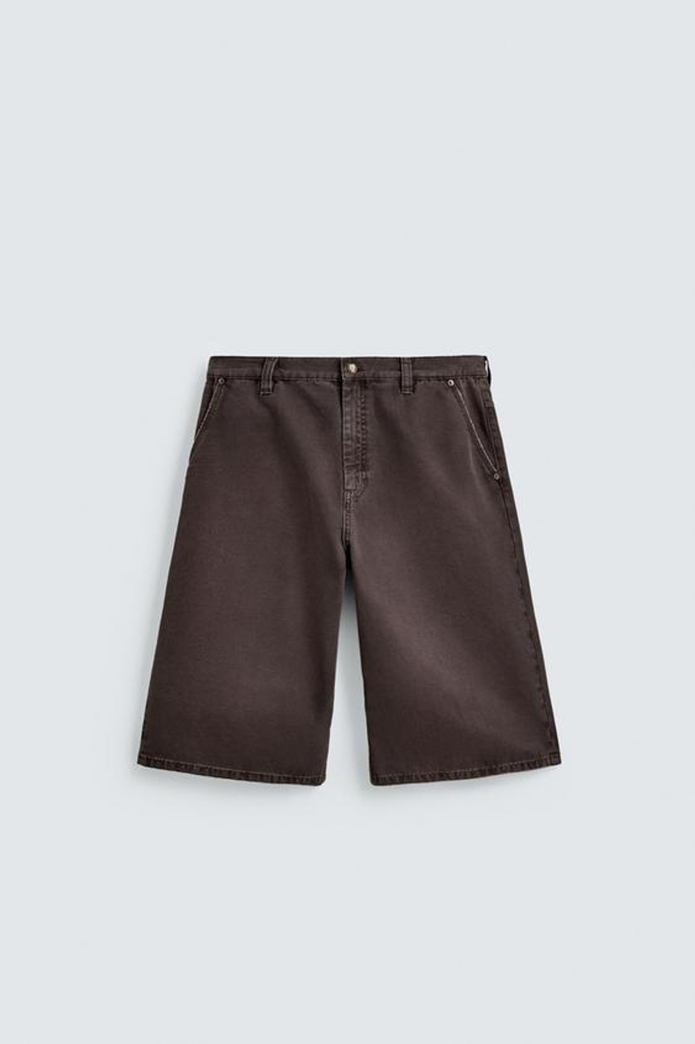 ZARA ДЖИНСОВЫЕ ШОРТЫ RELAXED FIT, КОРИЧНЕВЫЙ