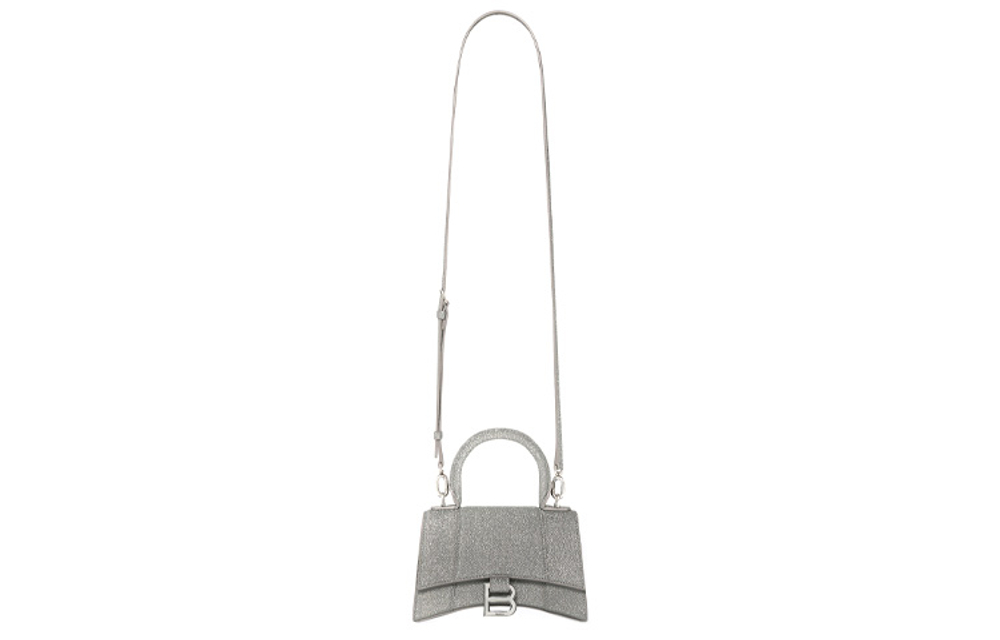 Balenciaga Hourglass Top Handle Bag Xs Sparking Material Gray
