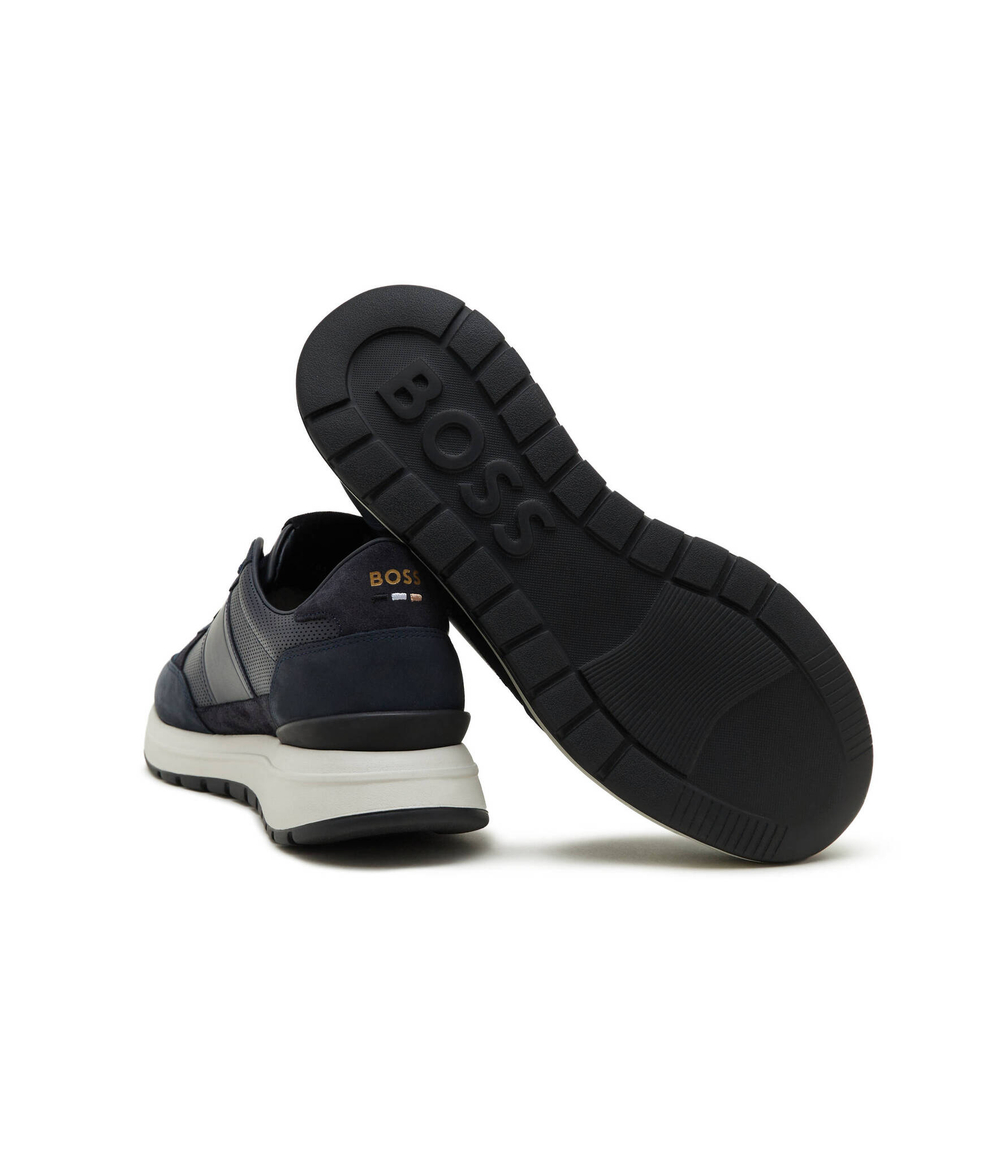 Кожаные кроссовки jace_runn_lmme BOSS BLACK - темно-синий(50517307)