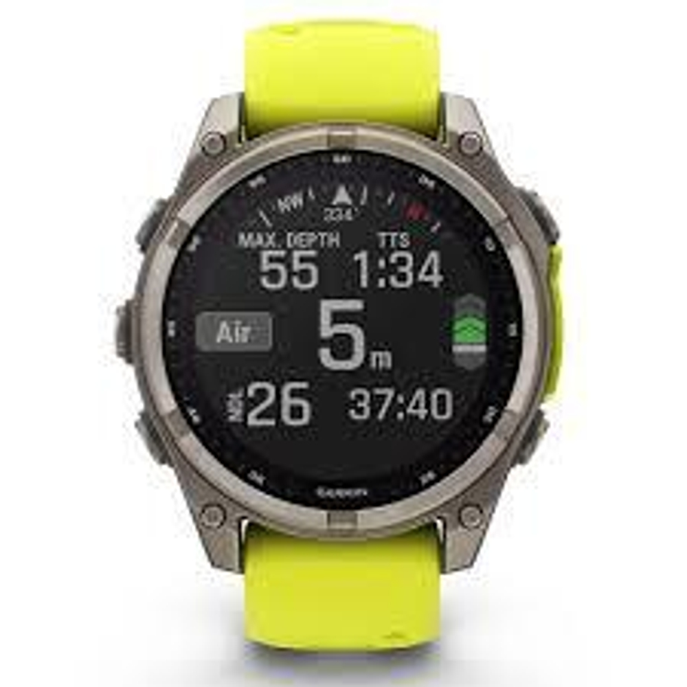 Смарт-часы Garmin Fenix 8 Solar 47мм Sapphire Titanium с желтым ремешком, 010-02906-21