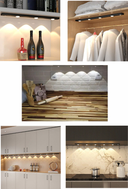 120 см Светильник с датчиком движения и пультом, для полок, белый, 8 светодиодов.
