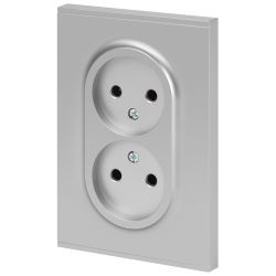 Розетка ЭРА Arktik 16-2107-03 без заземления двойная 2X2P 16А-250В алюминий | Эра Arktik