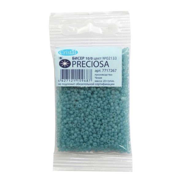 Бисер Preciosa 10/0 (2.3 мм), 100 г (5х20 г), алебастр, круг.отв.