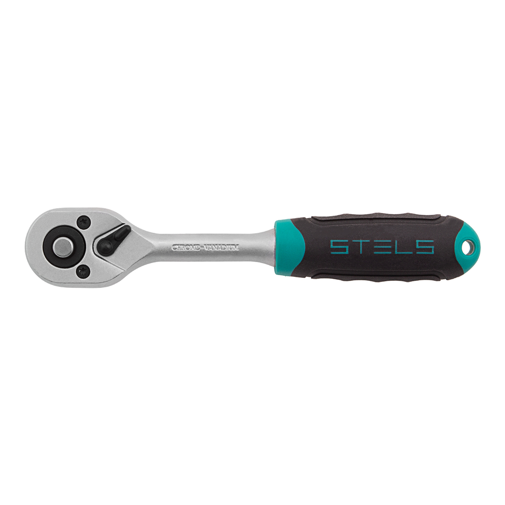 Ключ-трещотка 1/4", CrV, 72 зуба, с быстрым сбросом, матовый хром Stels
