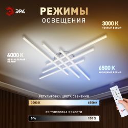 Светильник потолочный светодиодный ЭРА Модерн Nora CLL-1-109W 3K-6,5K RC WH с ДУ белый | Светильники SPB-6 с ДУ
