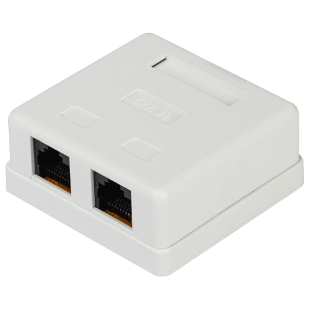 Розетка компьютерная RJ-45 ЭРА RJ02UN категория 5е неэкранированная 2-порта упаковка 30 шт | Электротовары