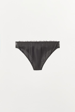 ZARA ТРУСЫ ИЗ ШЕЛКА С КРУЖЕВОМ, ТЕМНО-СЕРЫЙ