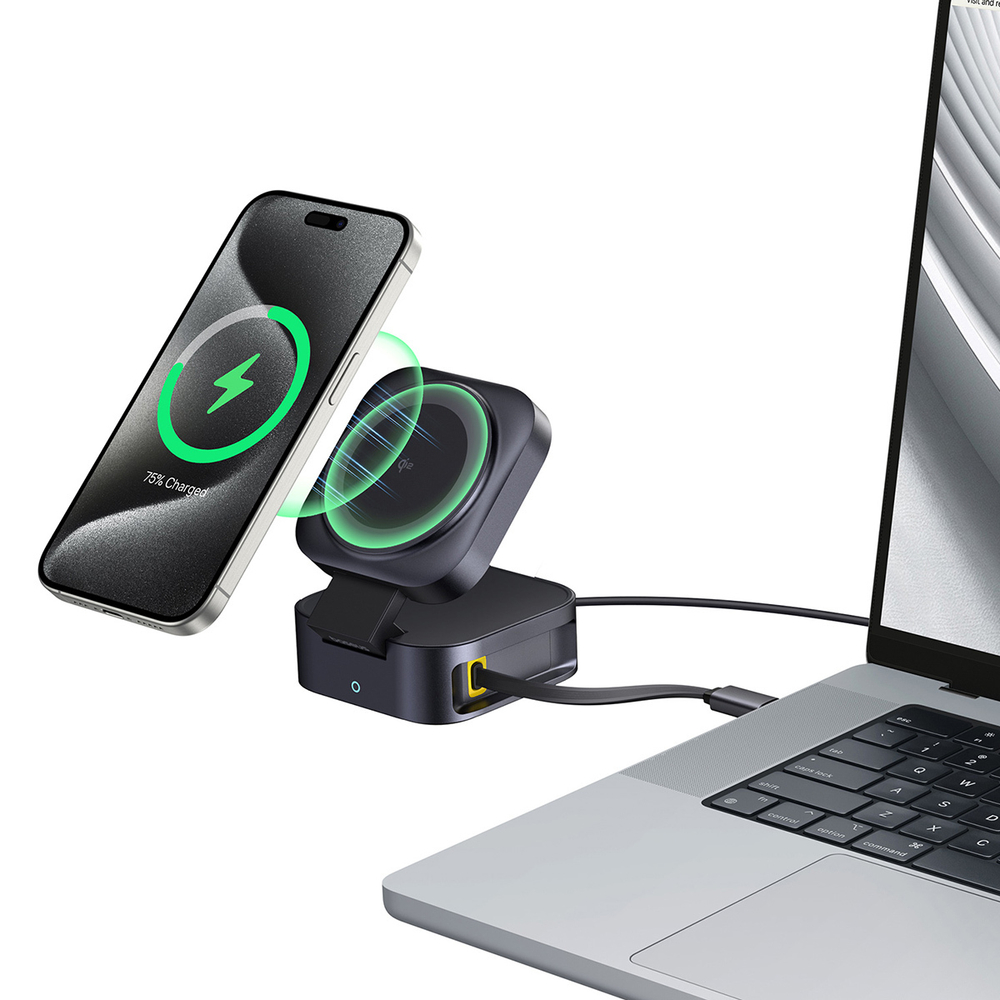 Зарядное устройство Baseus PicoGo 2-in-1 Magnetic Wireless Charger Qi2 15W + Retractable C 67W (MagSafe)