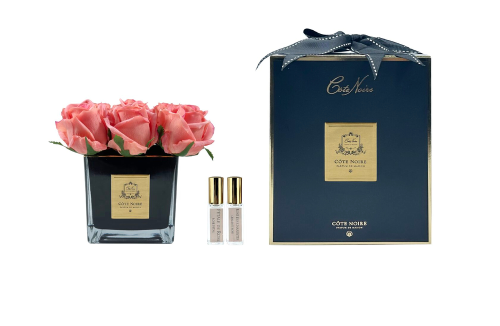 SQUARE 9 ROSE peachБукет 9 Cote Noire Розовый / Черный / Золотой