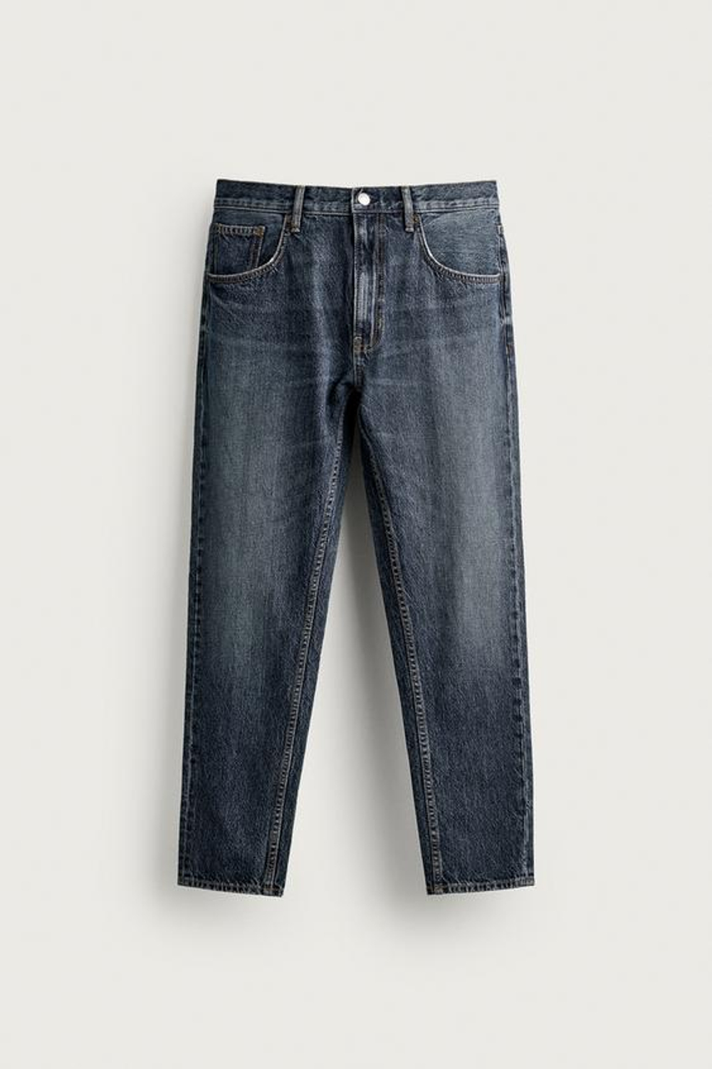 ZARA УКОРОЧЕННЫЕ ДЖИНСЫ SLIM FIT, МОРСКОЙ СИНИЙ