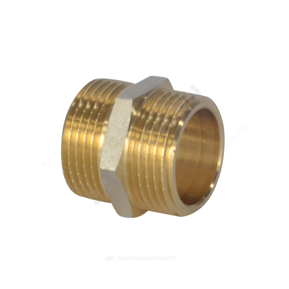 Ниппель латунь никель Ду 50 (2") НР 9022 ГОСТ 32585-2013 Aquasfera 9022-06