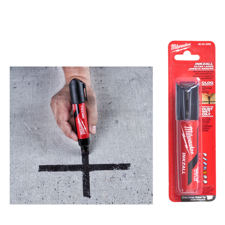 Маркер строительный черный 1 шт СУПЕР БОЛЬШОЙ Milwaukee INKZALL Black XL Chisel Tip, для ОСП, бетона, деревянных, металлических, пластиковых и керамических поверхностей 4932471558