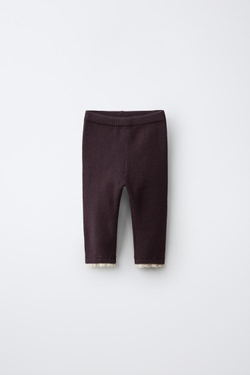 ZARA ОДНОТОННЫЕ ЛЕГИНСЫ С КРУЖЕВОМ, БУРГУНДИ