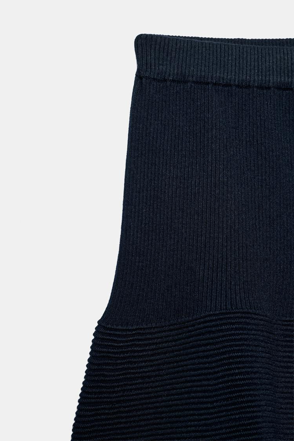 ZARA ТРИКОТАЖНАЯ МИНИ-ЮБКА С БАСКОЙ, МОРСКОЙ СИНИЙ