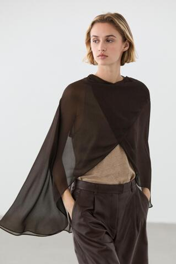Massimo Dutti Накидка внахлест из 100% тутового шелка, коричневый