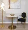 Стол Tulip Marble, Ø80 см, белый мрамор на золотой ножке
