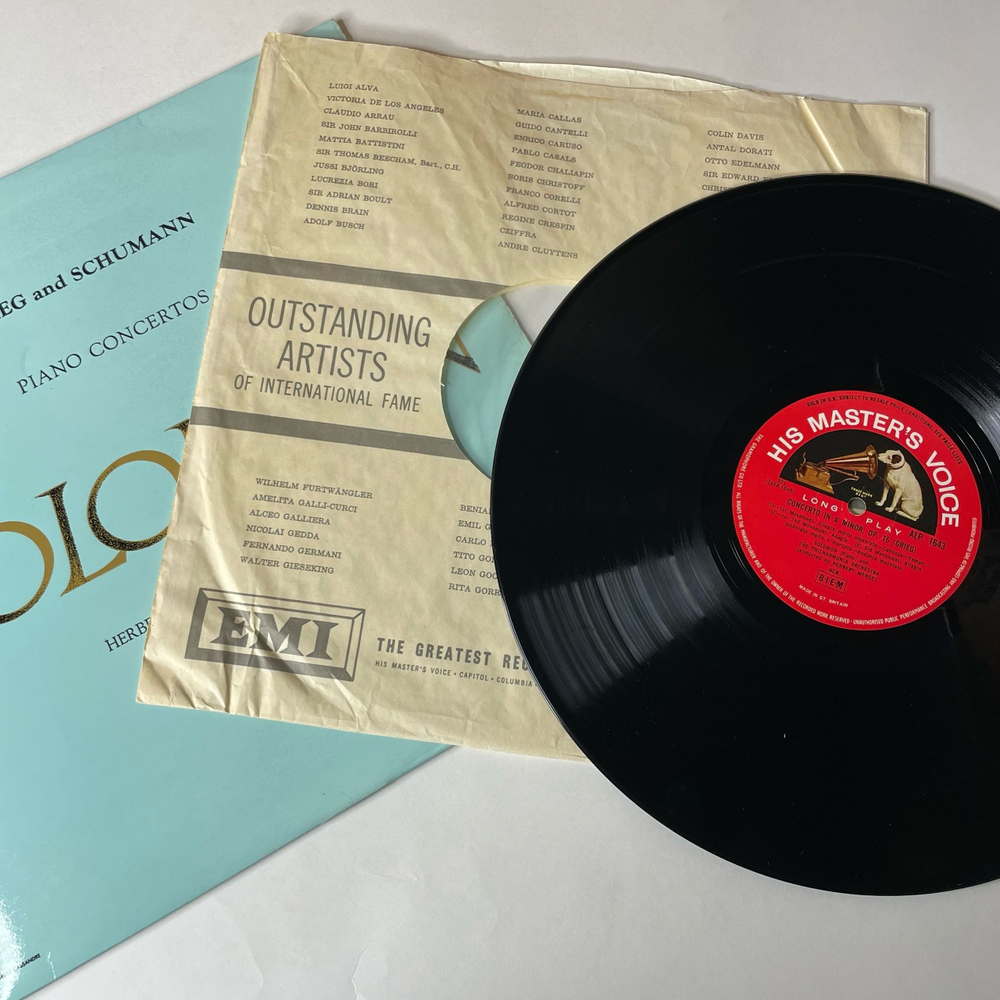 Винтажная виниловая пластинка LP Grieg Григ, Schumann Шуман, Solomon, Herbert Menges, Philharmonia, Piano Concertos (Англия 1961)