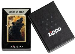 Зажигалка Zippo Grizzly Roar, латунь, золотистая, 38x13x57 мм