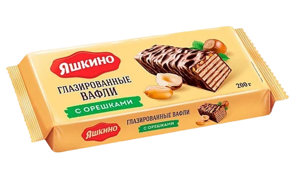 Вафли Яшкино Орешки в шоколадн глазури 200г