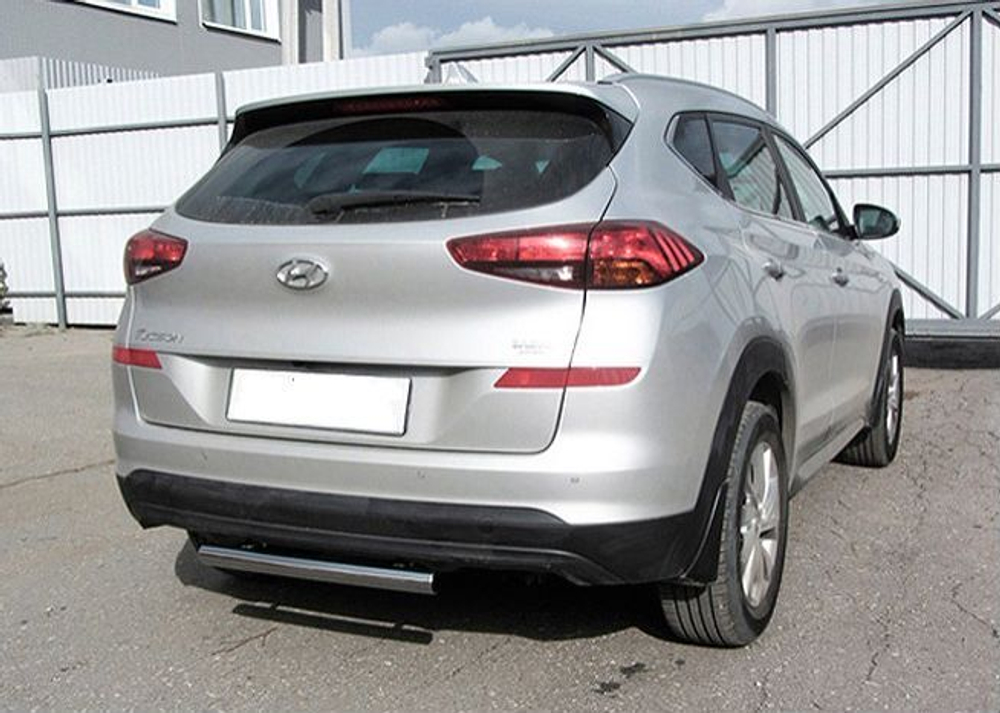 Защита заднего бампера (нержавейка) Hyundai Tucson (2018-2021) d57 короткая