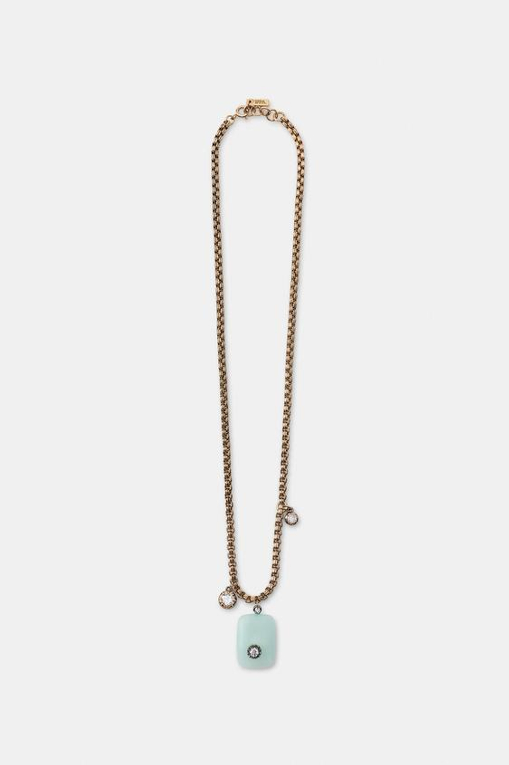 ZARA МЕТАЛЛИЧЕСКОЕ ОЖЕРЕЛЬЕ С КАМНЯМИ И ДЕКОРОМ, ЦВЕТ СОСТАРЕННОГО ЗОЛОТА