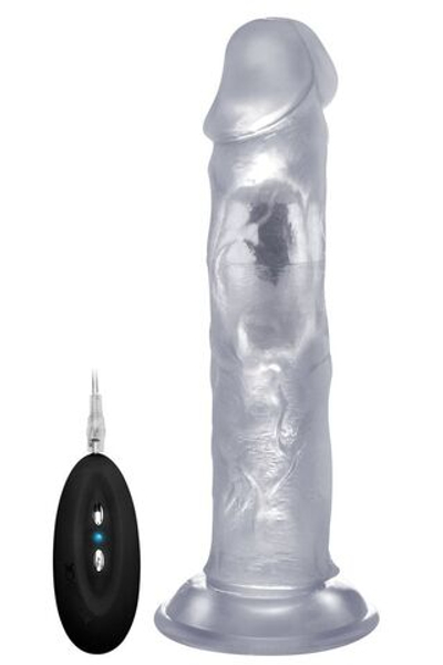 Прозрачный вибратор-реалистик Vibrating Realistic Cock 9 - 23,5 см. (Цвет: прозрачный)
