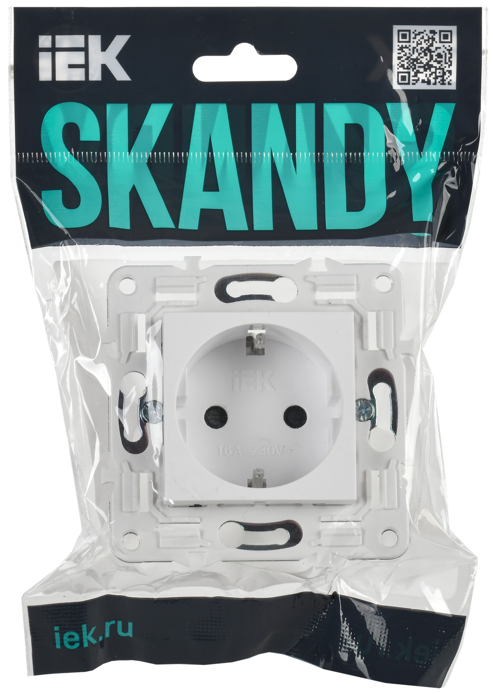 SKANDY Розетка с заземлением без защитных шторок 16А SK-R05W арктический белый IEK