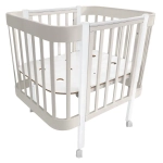 Кровать детская Indigo Italiano Baby продольный маятник на колесах кашемир-белый