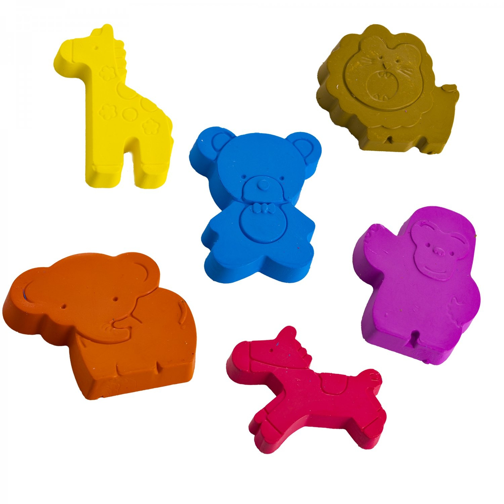 Мелки восковые Yalong 6 цв., "CRAYONS", фигурные, форма-животные, картонная упаковка