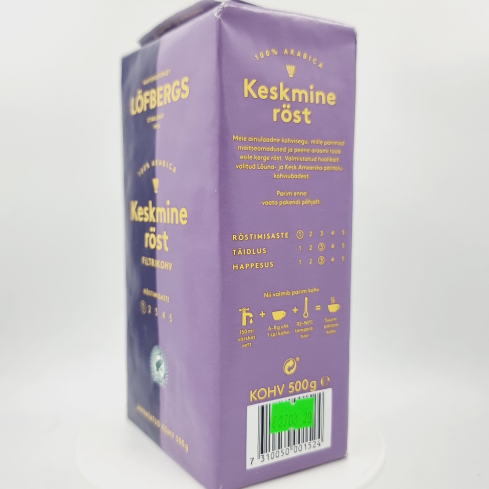 Lofbergs Кофе молотый Кeskmine (фильтр-кофе), средняя обжарка 500 г (из Финляндии)