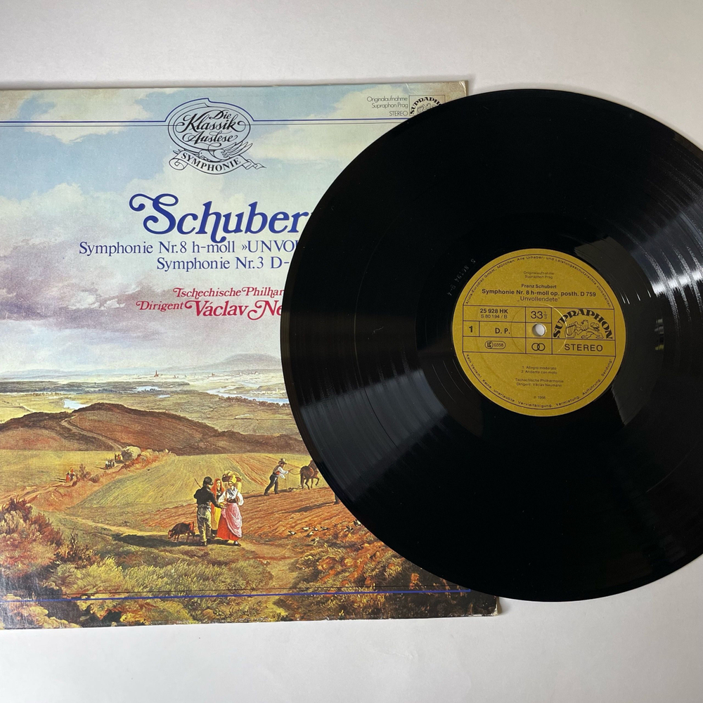 Винтажная виниловая пластинка LP Schubert Шуберт, Vaclav Neumann Symphonie Nr. 8 H-Moll Unvollendete, Symphonie Nr. 3 D-Dur (Германия 1967)