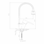 Смеситель для кухни 35k MIXLINE МЛ13-031 гибк.излив б/отв бок п/шпильку (без подводки)