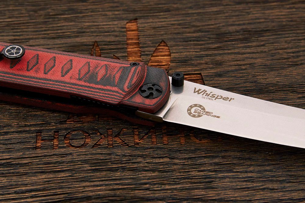 Нож складной Kizlyar Supreme Whisper, клинок 96мм, сталь D2, рукоять G10 чёрно-красный