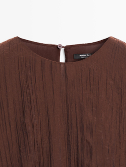 Massimo Dutti Блуза с драпировкой, карамельный