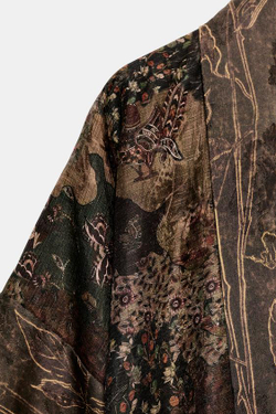 ZARA КИМОНО С ПРИНТОМ, КОРИЧНЕВЫЙ