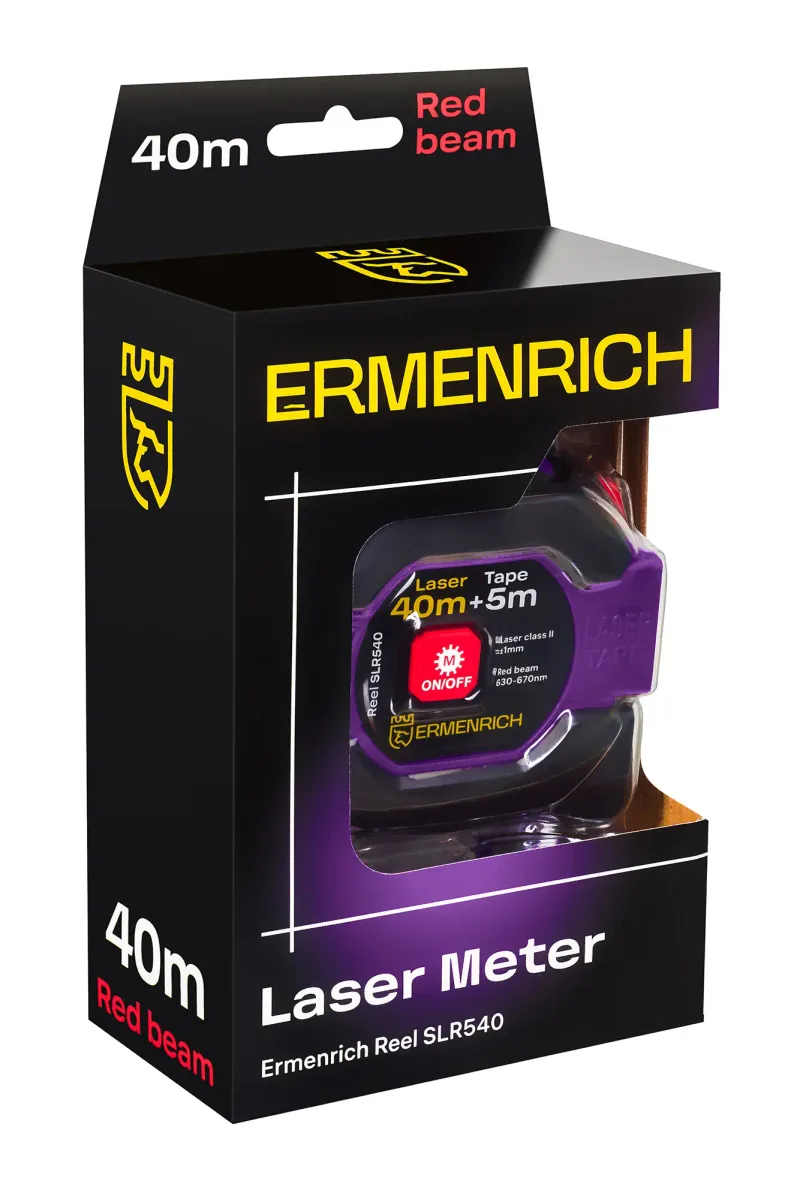 Рулетка с лазерным дальномером Ermenrich Reel SLR540 в упаковке