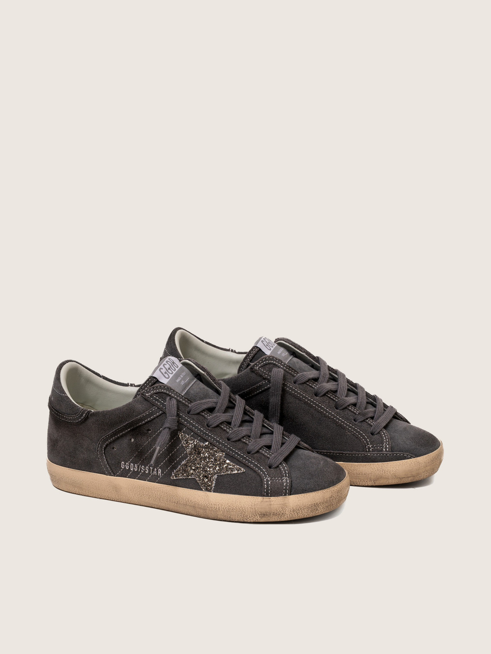 Golden Goose Super Star Gray Suede Glitter Star