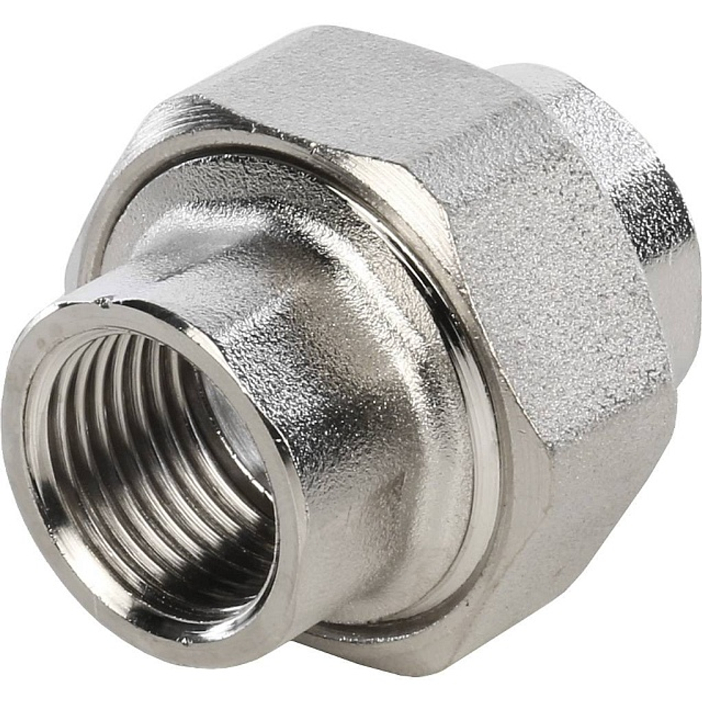 Соединение быстроразъемое (американка) STOUT SFT 0034 - 1/2" (ВР/ВР, латунь никелированная, металл по металлу)