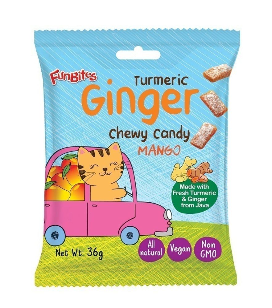 Имбирные жевательные конфеты с куркумой и манго FunBites Ginger Chewy Candy 36 гр