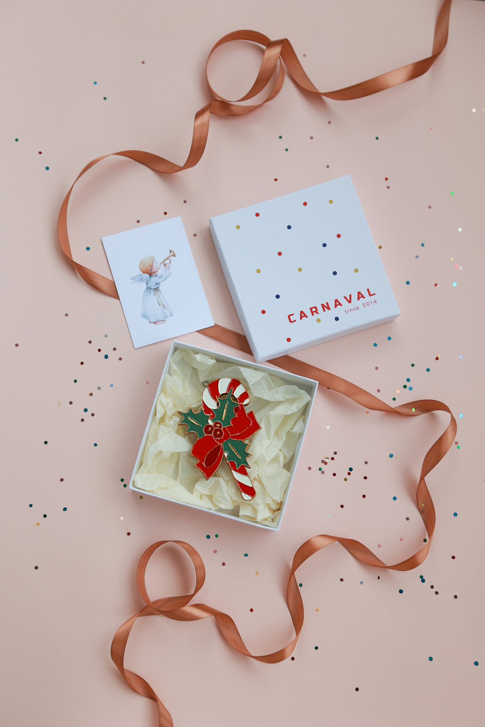 Елочная игрушка Трость карамель с декором