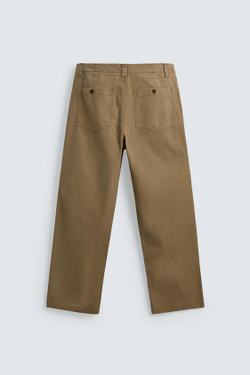 ZARA БРЮКИ STRAIGHT FIT С ЭФФЕКТОМ ПОТЕРТОСТИ, РЫЖЕВАТО-КОРИЧНЕВЫЙ