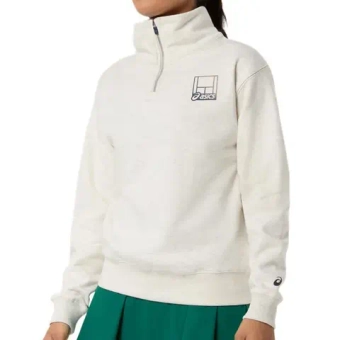 Женская Кофта теннисная Asics Court Core Graphic Half Zip - soft oat heather
