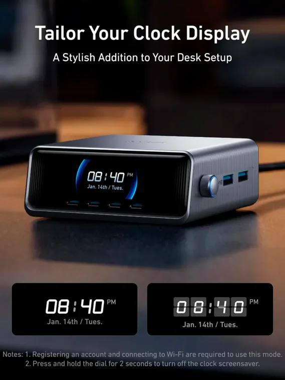 Сетевая зарядная станция Anker Prime GaN 250W, USB-C, ультрабыстрая 6-портовая зарядная станция Серая